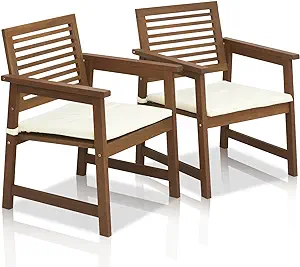 FURINNO Tioman Hardwood Outdoor Armchair with Cushion, 1-Pack, Natural - $211.99