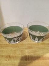 Vintage Jeanette Glass  Green Hellenic Fruit Bowls - £17.36 GBP