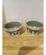 Vintage Jeanette Glass  Green Hellenic Fruit Bowls - $21.78