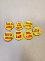 LOT of 7 Vintage 60s Slogan Pinback Protest Education Button Saying Pins - $17.10