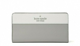 New Kate Spade Staci Colorblock Large Slim Bifold wallet Leather Nimbus Grey - £49.44 GBP