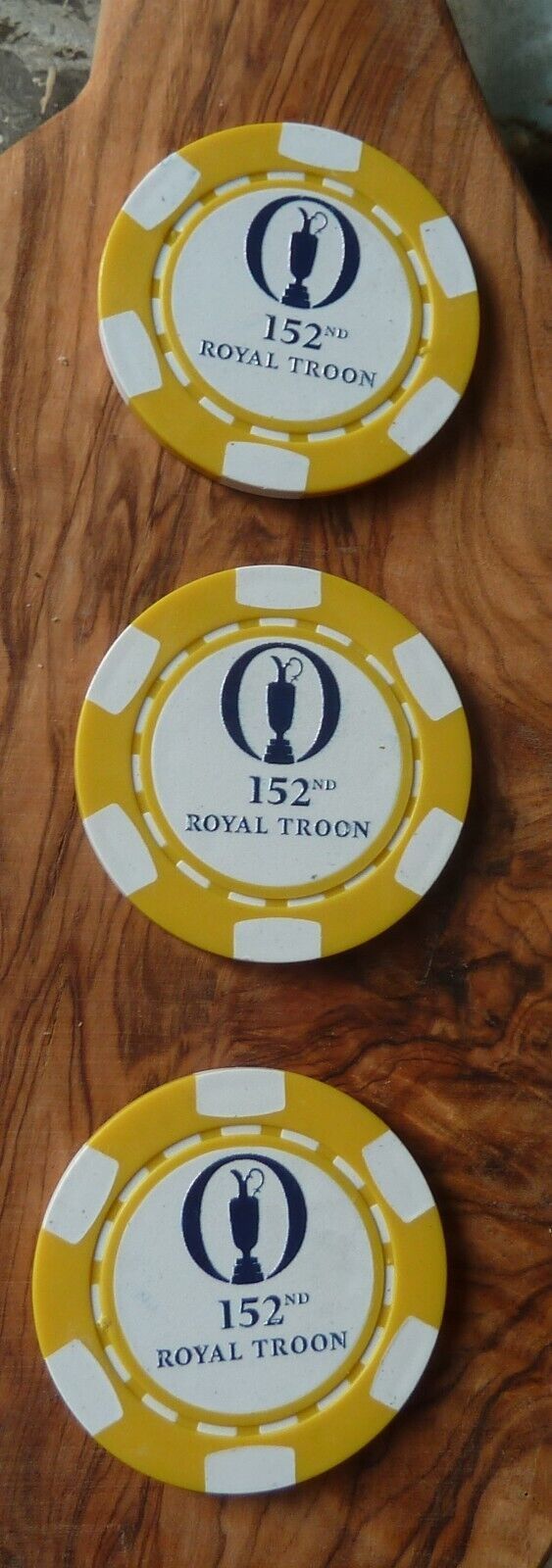 The Open 152th Royal Troon Yellow Poker Chip - 3pc - Wow! - $12.38
