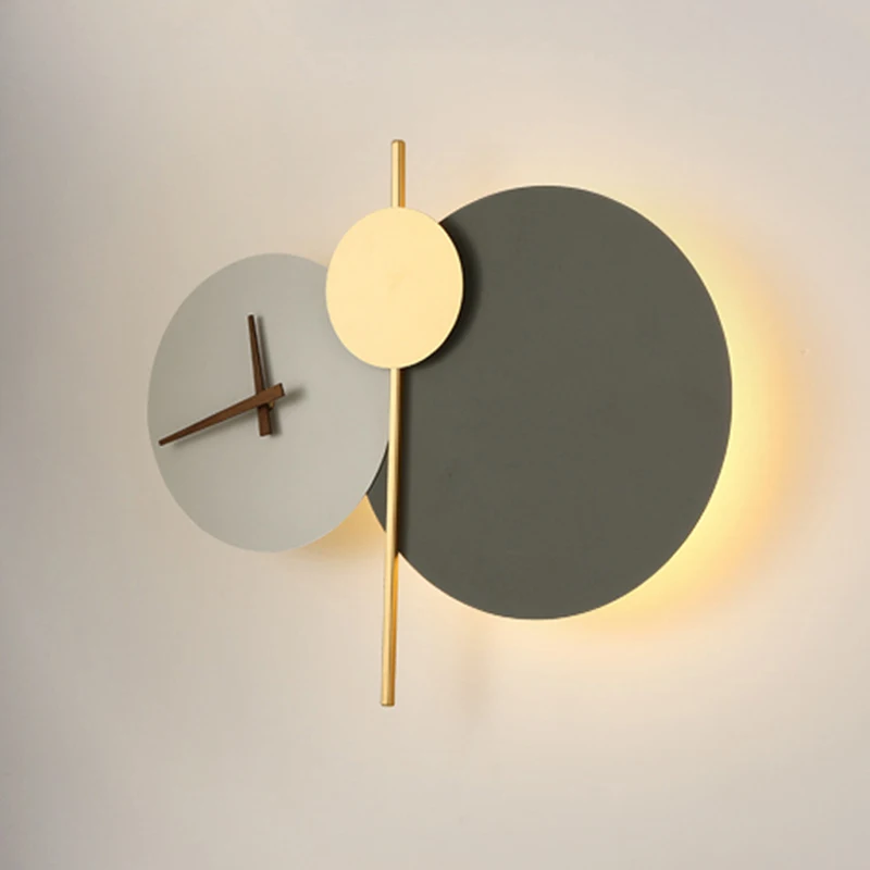 Nordic Designer Led Wall Light Round Clock Creative Wall Lamp For Living... - $70.78