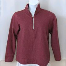 Eddie Bauer Fleece Sweater Womens Medium 1/4 Zip Pullover Maroon Camp Sw... - $13.81
