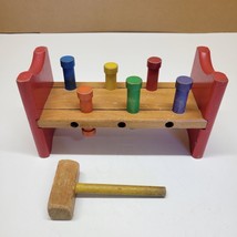 Vintage Playskool Pounding Bench Wooden Flip over with Hammer - £13.94 GBP