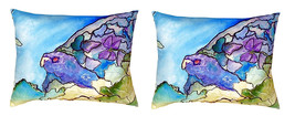 Pair of Betsy Drake Purple Turtle No Cord Pillows 16 Inch X 20 Inch - £63.30 GBP