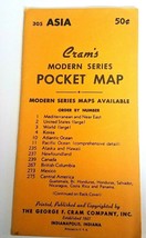 Vintage 1950&#39;s Cram&#39;s Modern Series Pocket Map Asia No 305 - £11.84 GBP