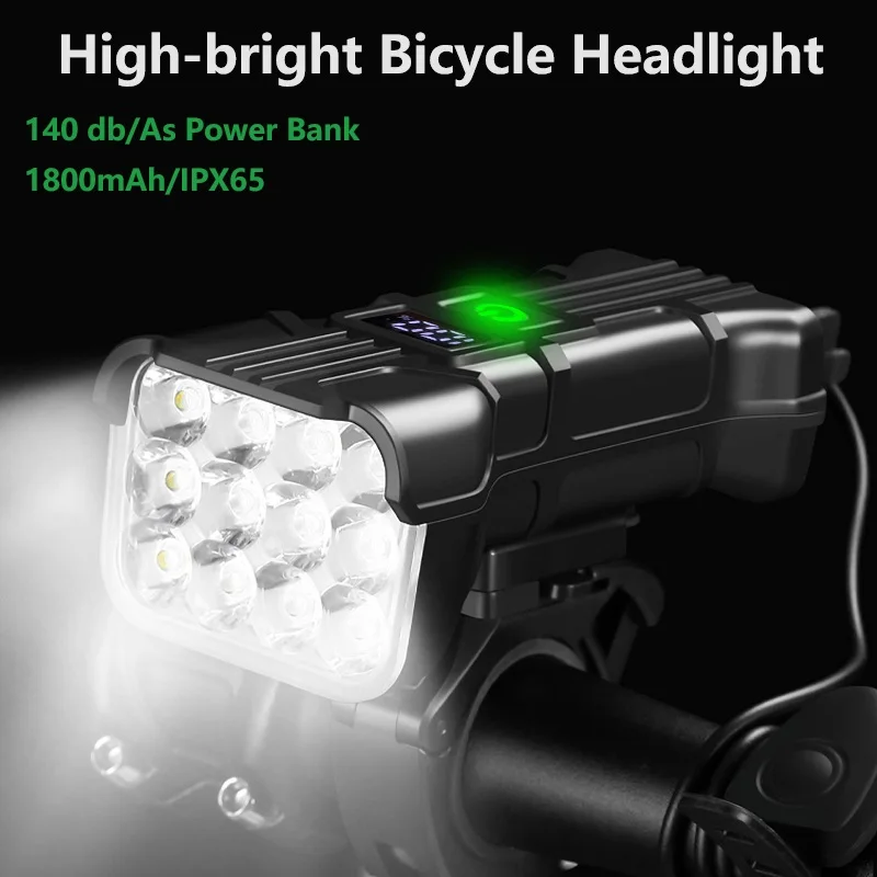 12 LEDs Bicycle Headlight 5 Modes USB Charge MTB Flashlight Road Bike Lights - £18.86 GBP