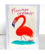 Flamingo Painting Art Handmade Original Blank Greeting Card and Envelope - £11.18 GBP