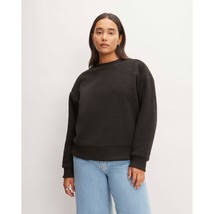 Everlane Womens The ReNew Fleece Oversized Crew Sweatshirt Black S - £26.89 GBP