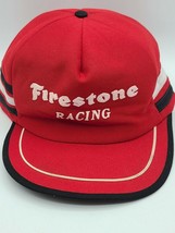 Vintage RARE Red Firestone Racing 3 Stripe Trucker Snapback Hat Made USA - £147.09 GBP
