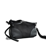 Small Black Canvas and Leather Crossbody Bag – Everyday Minimalist Bag - $1,472.27 MXN