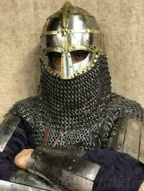 18GA Medieval Viking Helmet Vendel Knight With Chain Mail viking helmet - £155.64 GBP
