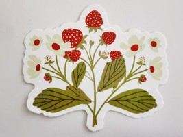 Strawberries with Leaves and Flowers Beautiful Cute Sticker Decal Embellishment - £2.21 GBP