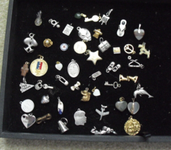 Estate Collection Lot - 47 Vintage Assorted Gold Silver Wood Metal Ladies Charms - £78.53 GBP