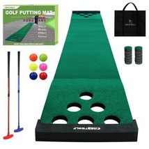 Golf Pong Mat Game Set Green Mat, Golf Putting Mat with 2 Adjustable Gol... - $432.19