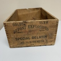 VTG Dupont Explosives Special Gelatin 40% 50 lbs Dovetail Wood Box Crate - £52.97 GBP