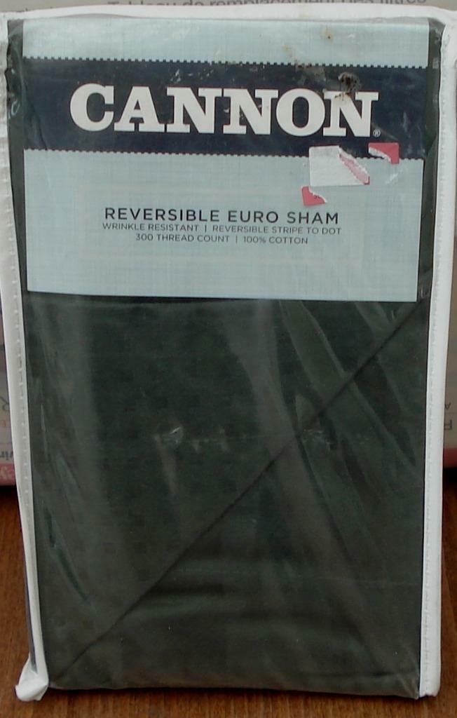 Cannon Reversible Stripe to Dot Euro Sham - Green - Wrinkle Resistant, BRAND NEW - £11.86 GBP