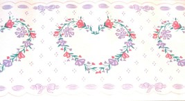 Wallpaper Border Floral Hearts Wreath Purple Lavender Ribbon White EH999... - £11.56 GBP