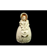 Figurine Hand Bell, Bonneted Lady with Hand Bag, Glazed Porcelain, Made ... - €20,97 EUR