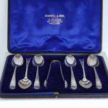 1896 Sterling Silver Teaspoon and Sugar Tong Set Hand Engraved By John Round and - £207.90 GBP