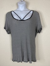 Torrid Womens Plus Size 4 (4X) Blk/Wht Striped Strappy Shirt Short Sleeve - £11.73 GBP