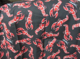 &quot;&quot;RED LOBSTERS ON A BLACK BACKGROUND&quot;&quot; - FABRIC - CALHOUN - 1  YARD +++ - $8.89