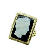 14k White Gold Filigree Genuine Natural Hard Stone Agate Cameo Ring (#J4... - $8,035.29 MXN
