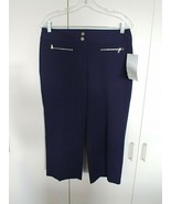 ALFANI LADIES NAVY STRETCH CAPRI PANTS-8P-NWT-$$59-COTTON/SPANDEX-NICE/C... - £15.96 GBP