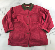 Vintage L.L. Bean Barn Jacket Womens Large Red Button Front Removable Lining - £42.63 GBP