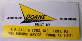 c1960 VINTAGE DOANE POLE BUILDING ADVERTISING SIGN FP CASE &amp; SONS POLE T... - $34.64