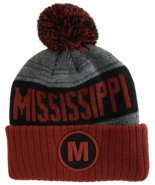 Mississippi Ole Miss Men&#39;s Winter Knit Pom Beanie Toboggan Hat Cap Red/W... - £11.93 GBP