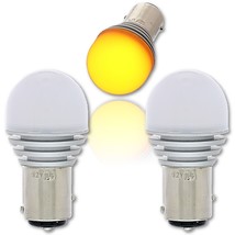 #1157 Amber LED 12V Park Tail Light Brake Stop Turn Signal Lamp Bulb Pair 7x6.4 - £17.21 GBP