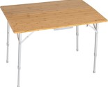 Bi-Fold Bamboo Adjustable Table By Lippert For Camping. - $210.92