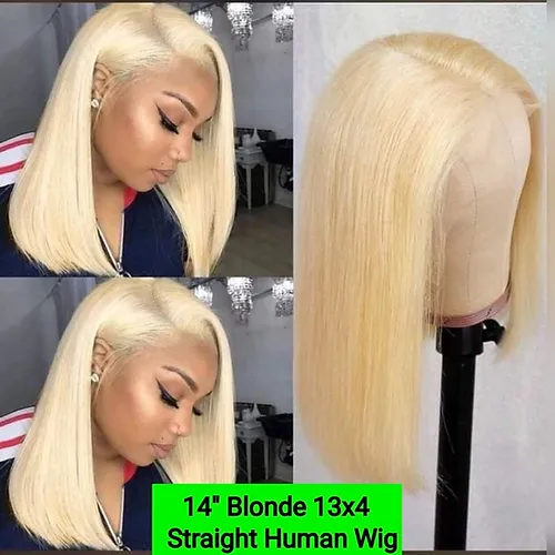 14" Blonde Straight HUMAN 13x4 Wig - £217.65 GBP