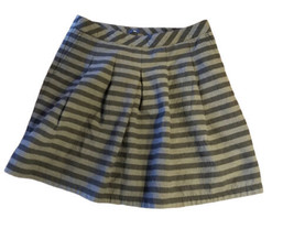 Gap Skirt Gray Striped 100% Cotton Pleated Pockets Lined Mini Sturdy Career 2 - £10.12 GBP