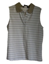 LILY’S OF BEVERLY HILLS Women’s White /Tan Stripe Collar Sleeveless Golf... - $34.26 CAD