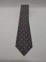 Stafford Silk Tie Blue Red Gray Squares Geometric 56&quot; x 3.5&quot; - $9.29