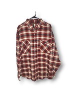 Rhinoceros Vintage Flannel Plaid Button Down Shirt Red Black Shacket Men... - £17.39 GBP