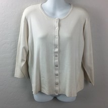 G Knitwear Womens Ivory Cream Button Down Cardigan Sweater Layer Silk Blend XL - £23.97 GBP