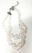 Vintage AB Glass Double Strand Necklace Choker with Metal Crown Settings... - £17.88 GBP