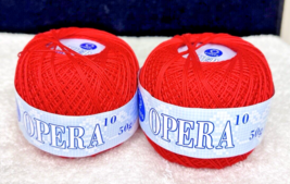 2 Coats Opera Crochet Thread Skein Mercerized Cotton NEW RED - $120.04 MXN