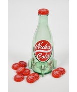 Fallout Nuka Cola Glass Bottle + 10 Bottle Caps Rocket Replica Figure - $1,425.51 MXN