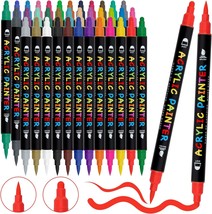 Paint Pens 36 Colors Acrylic Paint Pens Paint Markers Dual Tip Pens With Medium  - £32.31 GBP