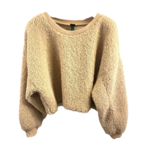 Wild Fable Womens Cropped Sweater Solid Beige Teddy Bear Fleece Plus 2XL New - £15.17 GBP