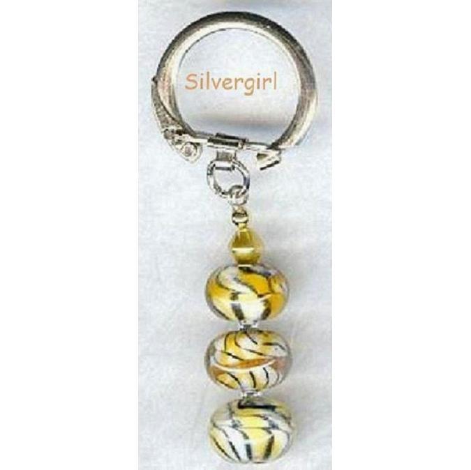 Safari Tiger Look Glass Lampwork Beaded Key Chain  - $8.99