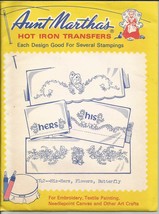 Aunt Martha&#39;s Hot Iron Transfers New In Package 3742 HIS/HERS Flowers Butterfly - £3.15 GBP