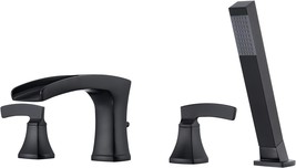 Black Deck Mount Bathtub Faucets With Hand Shower And Roman Tub Fillers By - £245.79 GBP