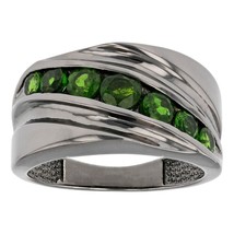 1.37 Ct Round Cut Green Tourmaline 14K Black Gold Plated Wedding band Men&#39;s Ring - $102.03