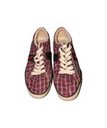 Polo Ralph Lauren Classic Red Plaid Sneaker Shoe Mens 13D Lace Up Low To... - $25.00
